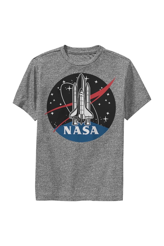 Boy's NASA Rocket Logo Performance Graphic Tee Charcoal Heather Large