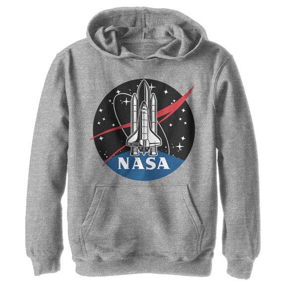 Boy's NASA Rocket Logo Pull Over Hoodie Athletic Heather Medium