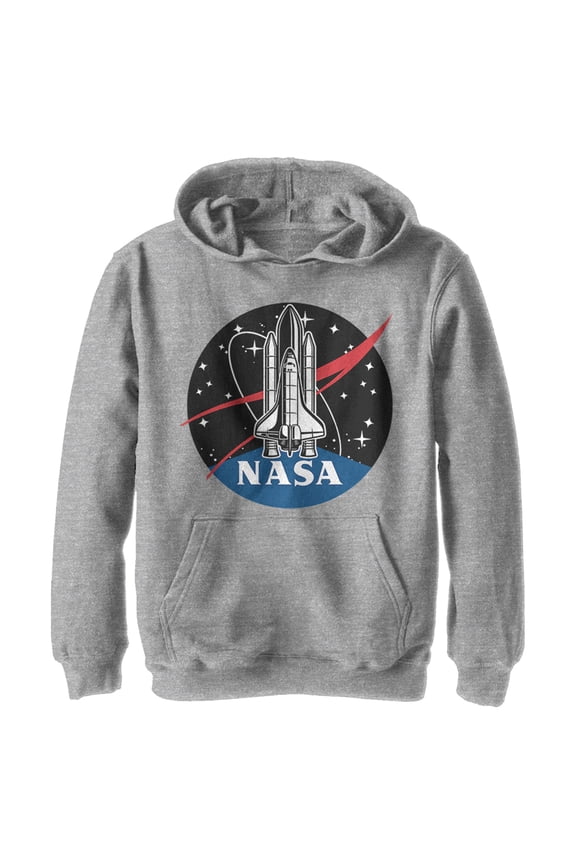Boy's NASA Rocket Logo Pull Over Hoodie Athletic Heather Medium