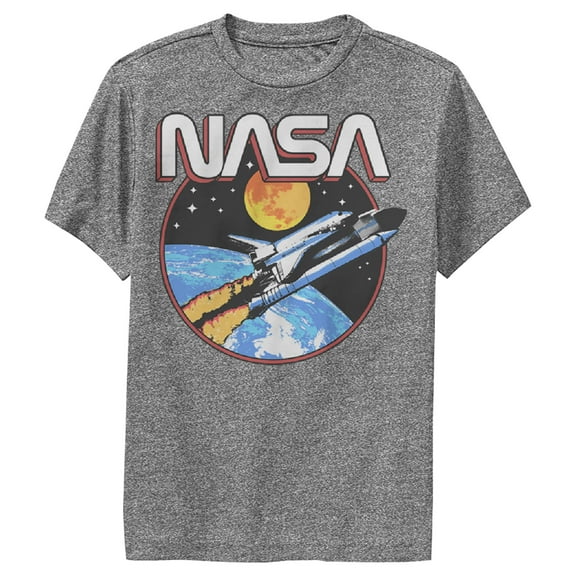 Boy's NASA Shuttle Journey  Performance Graphic Tee Charcoal Heather Small