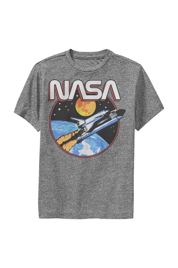 Boy's NASA Shuttle Journey Performance Graphic Tee Charcoal Heather Small