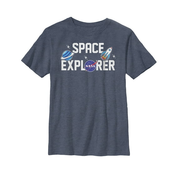 Boy's NASA Space Explorer Graphic Tee Navy Blue Heather Large