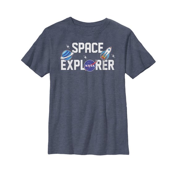 Boy's NASA Space Explorer Graphic Tee Navy Blue Heather Medium