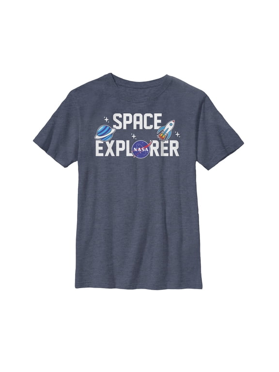 Boy's NASA Space Explorer Graphic Tee Navy Blue Heather Medium