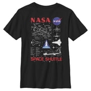 Boys NASA Space Shuttle Schematic Details Graphic Tee Black Small