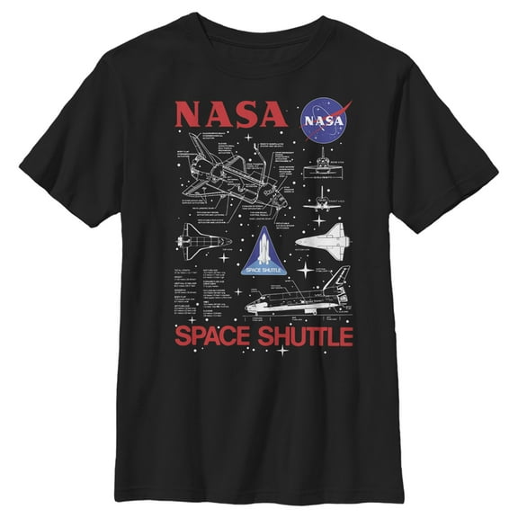 Boy's NASA Space Shuttle Schematic Details  Graphic Tee Black X Small