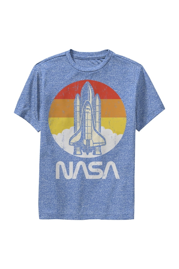 Boy's NASA Sunset Retro Launch Performance Graphic Tee Royal Blue Heather X Large