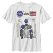 Boys NASA U.S.A. Astronaut Suit Costume Graphic Tee White Large