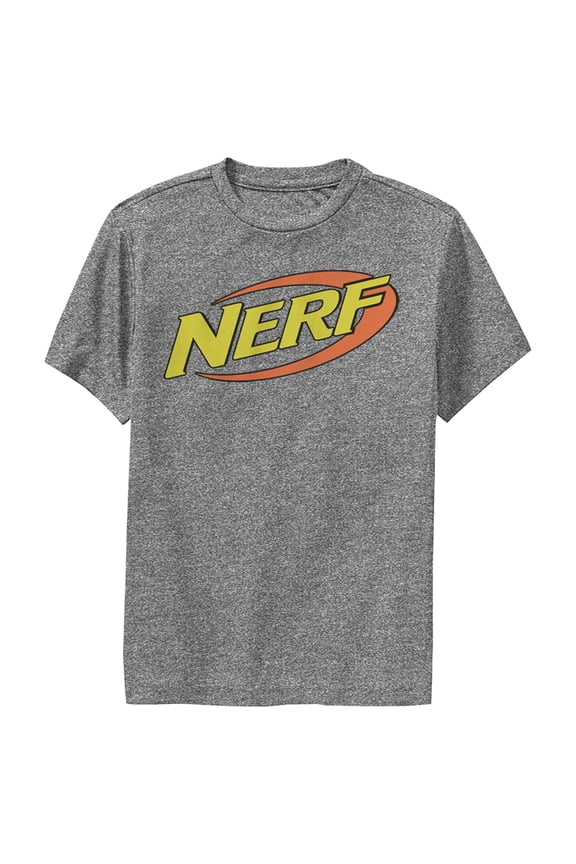 Boy's Nerf Classic Logo Performance Graphic Tee Charcoal Heather Medium