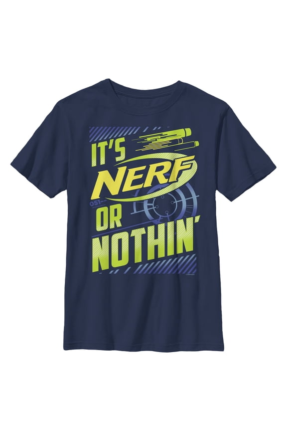 Boys' Husky Nerf It's Nerf or Nothin  Graphic Tee Navy Blue Small