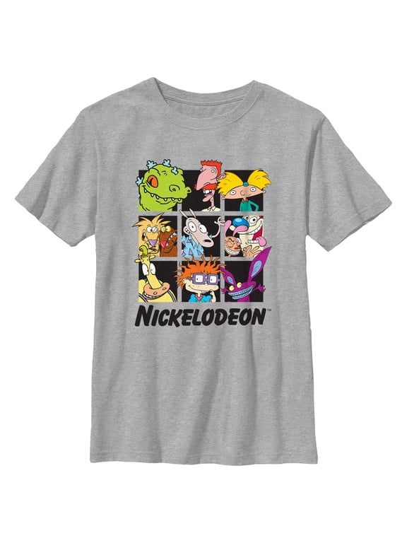 Boy's Nickelodeon Character Squares Graphic Tee Athletic Heather Medium