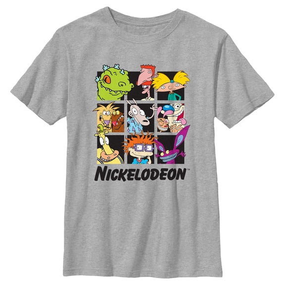 Boy's Nickelodeon Character Squares Graphic Tee Athletic Heather X Large