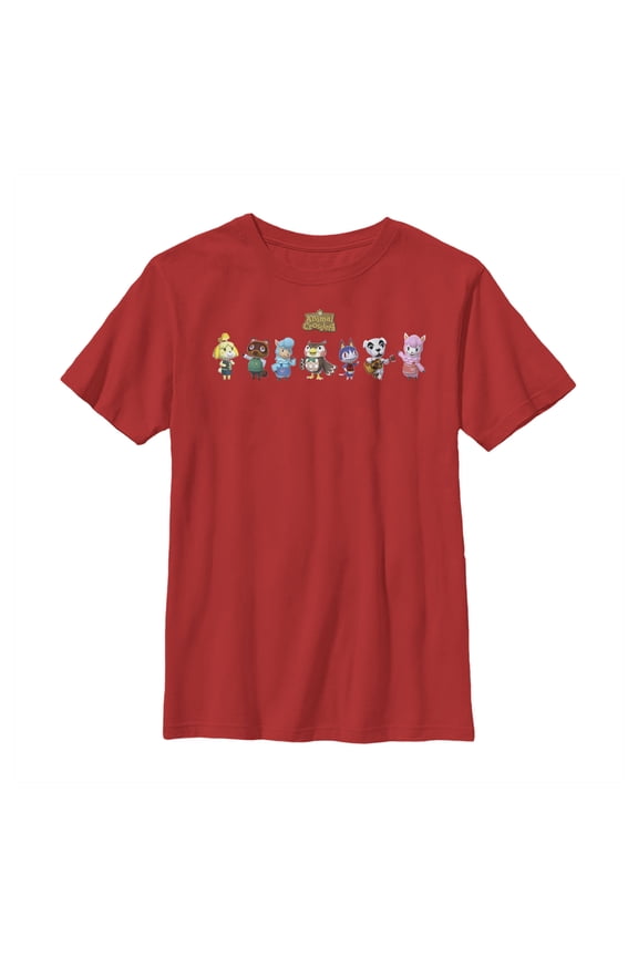 Boy's Nintendo Animal Crossing Character Lineup  Graphic Tee Red X Small