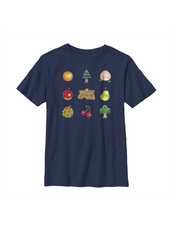 Boy's Nintendo Animal Crossing Items Found Title Logo Graphic Tee Navy Blue Large