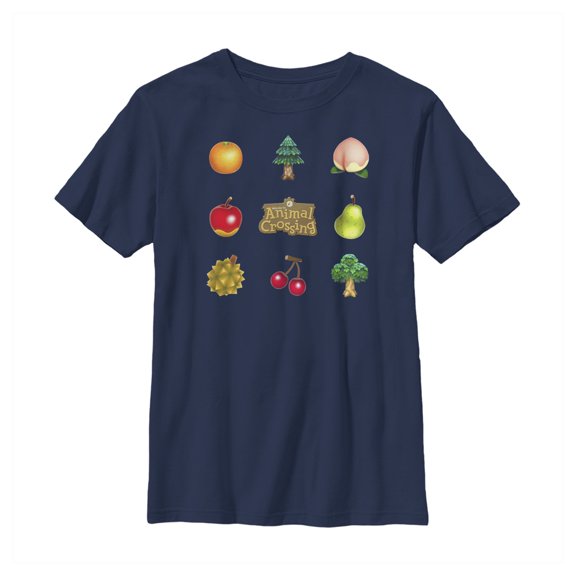 Boy's Nintendo Animal Crossing Items Found Title Logo Graphic Tee Navy Blue Small