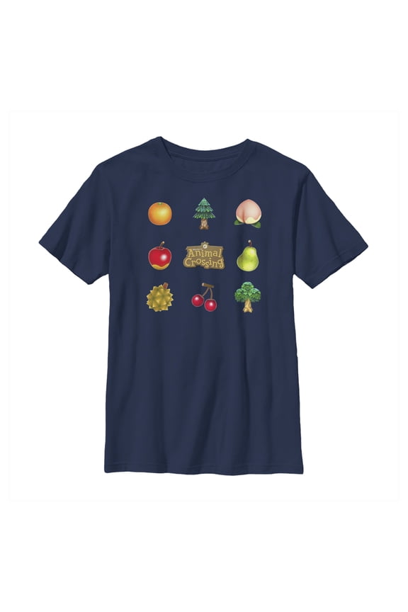 Boy's Nintendo Animal Crossing Items Found Title Logo Graphic Tee Navy Blue X Large