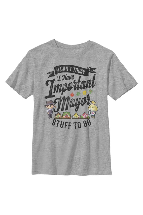 Boy's Nintendo Animal Crossing Mayor Stuff  Graphic Tee Athletic Heather Medium