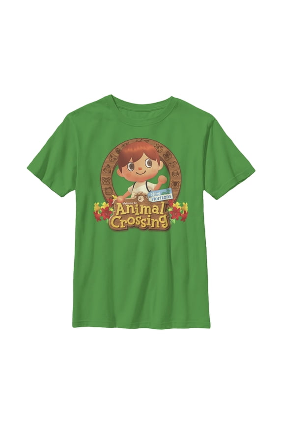 Boy's Nintendo Animal Crossing New Horizons Frame Graphic Tee Kelly Green Small