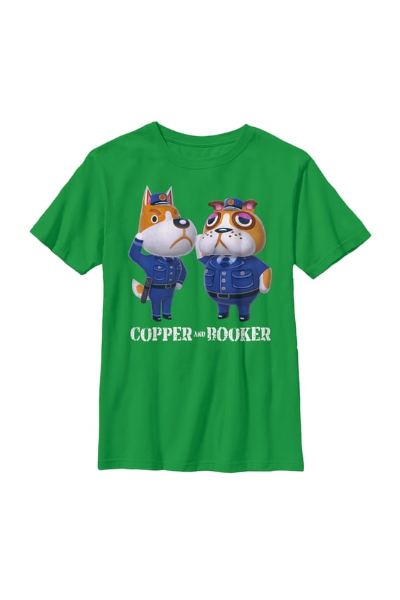 Boy's Nintendo Animal Crossing Police Dogs Graphic Tee Kelly Green Large