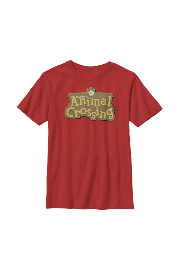 Boy's Nintendo Animal Crossing Title Logo  Graphic Tee Red X Large