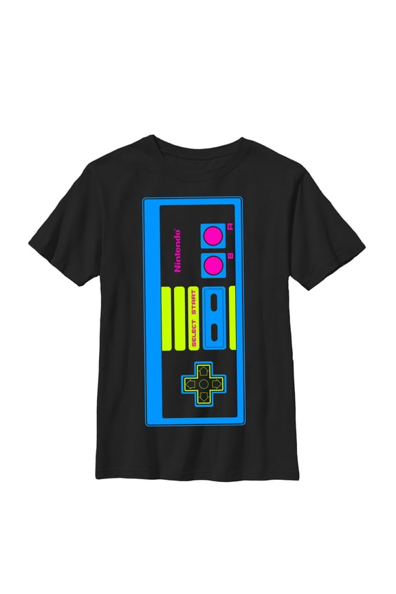 Boy's Nintendo Big NES Controller Graphic Tee Black X Large