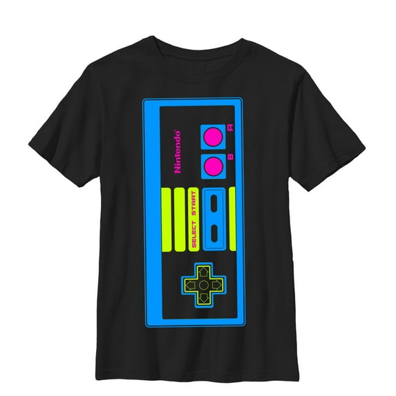 Boy's Nintendo Big NES Controller Graphic Tee Black X Large