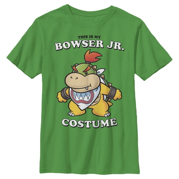 Boy's Nintendo Bowser Jr. Costume Graphic Tee Kelly Green Large