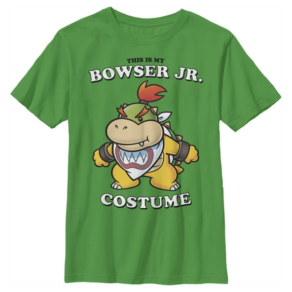Boy's Nintendo Bowser Jr. Costume  Graphic Tee Kelly Green Medium