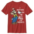 thumbnail image 1 of Boy's Nintendo Christmas Mario Mustache For Presents  Graphic Tee Red Medium, 1 of 3