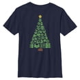 thumbnail image 1 of Boy's Nintendo Christmas Tree Mosaic  Graphic Tee Navy Blue X Small, 1 of 3