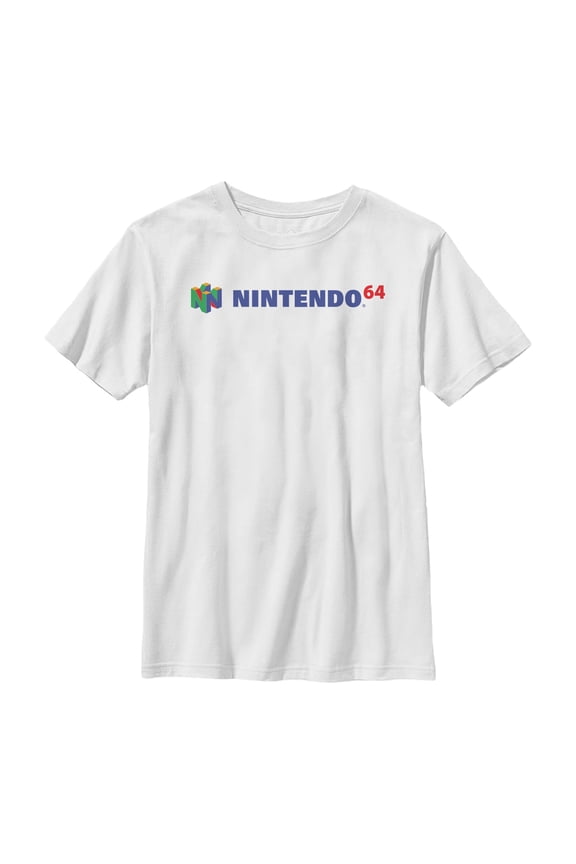Boy's Nintendo Classic N64 Logo Text  Graphic Tee White X Large