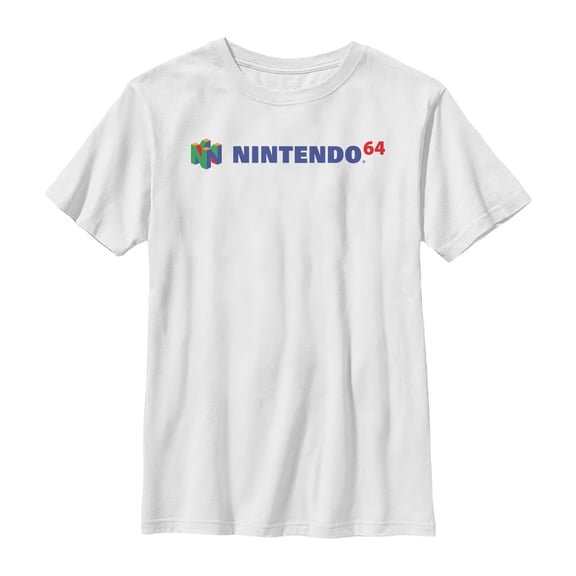 Boy's Nintendo Classic N64 Logo Text Graphic Tee White X Large