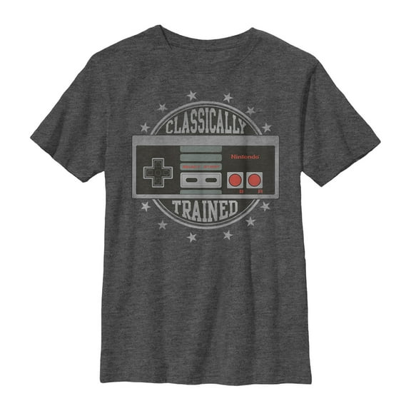 Boy's Nintendo Classically Trained  Graphic Tee Charcoal Heather Small