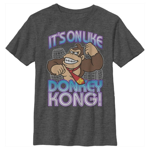 Boy's Nintendo Donkey Kong It's On Graphic Tee Charcoal Heather Medium