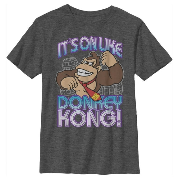Boy's Nintendo Donkey Kong It's On Graphic Tee Charcoal Heather Medium