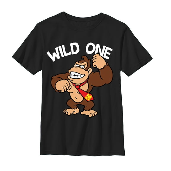 Boy's Nintendo Donkey Kong Wild One  Graphic Tee Black Large