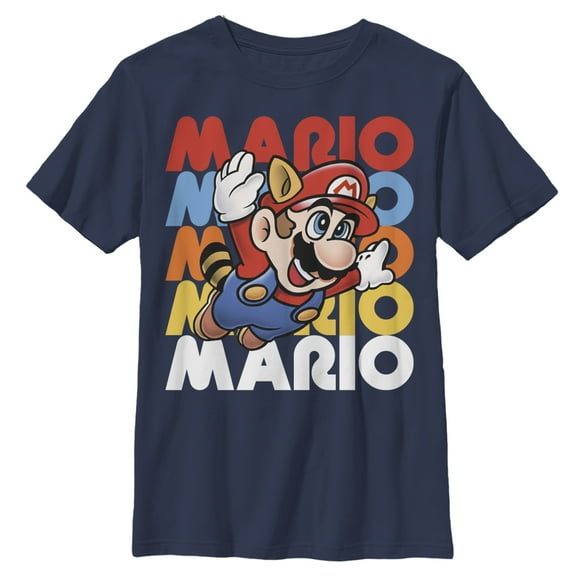 Boy's Nintendo Flying Raccoon Mario  Graphic Tee Navy Blue Small
