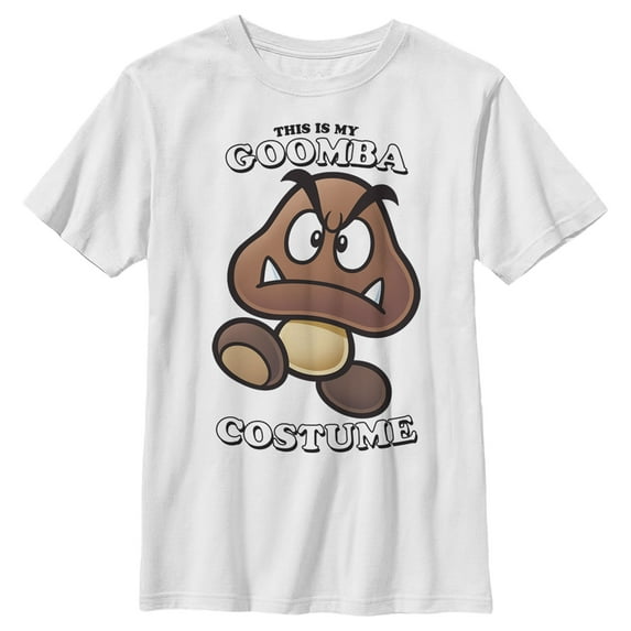 Boy's Nintendo Goomba Costume Graphic Tee White Medium