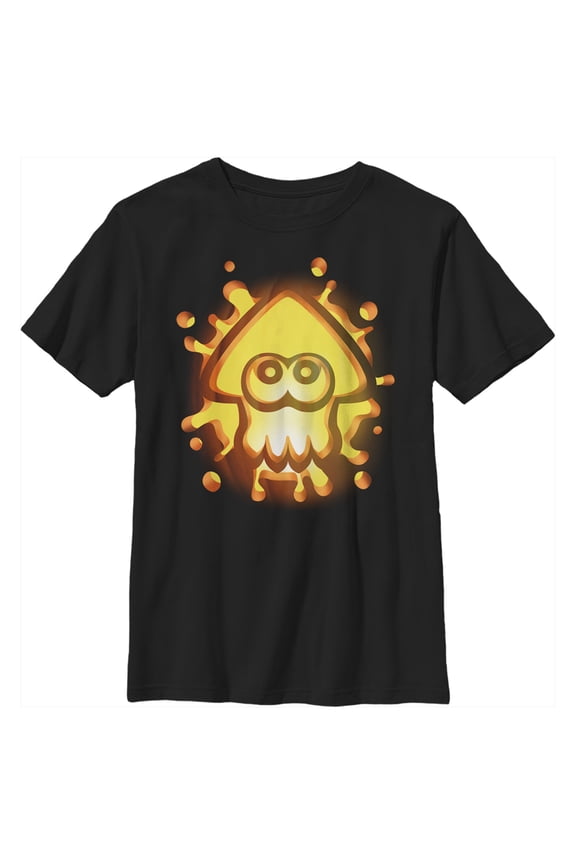 Boy's Nintendo Halloween Splatoon Pumpkin Graphic Tee Black Large