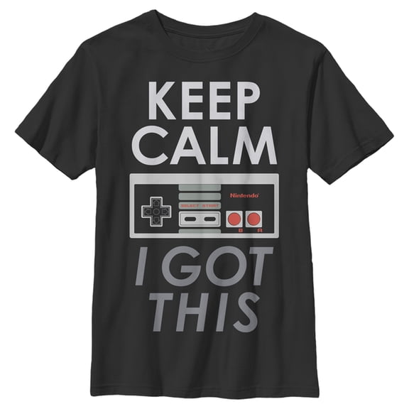 Boy's Nintendo Keep Calm I Got This Controller Graphic Tee Black Medium