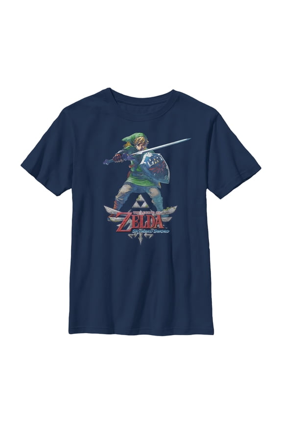 Boy's Nintendo Legend of Zelda Graphic Tee Navy Blue Medium