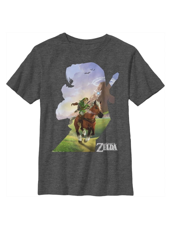 Boy's Nintendo Legend of Zelda Link Silhouette Graphic Tee Charcoal Heather Medium