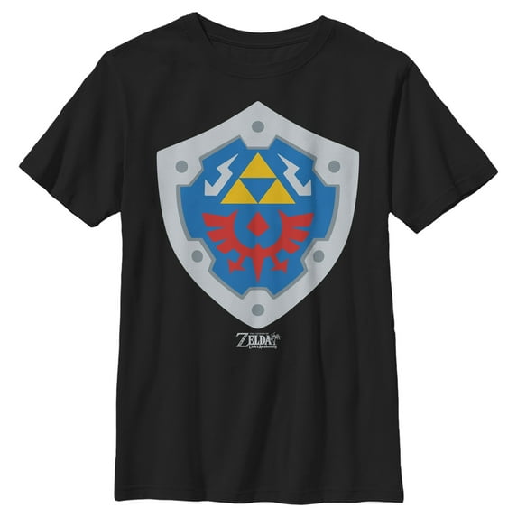 Boy's Nintendo Legend of Zelda Link's Awakening Hylian Shield Graphic Tee Black Small