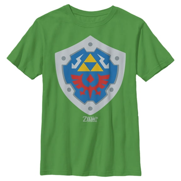 Boy's Nintendo Legend of Zelda Link's Awakening Hylian Shield Graphic Tee Kelly Green Medium