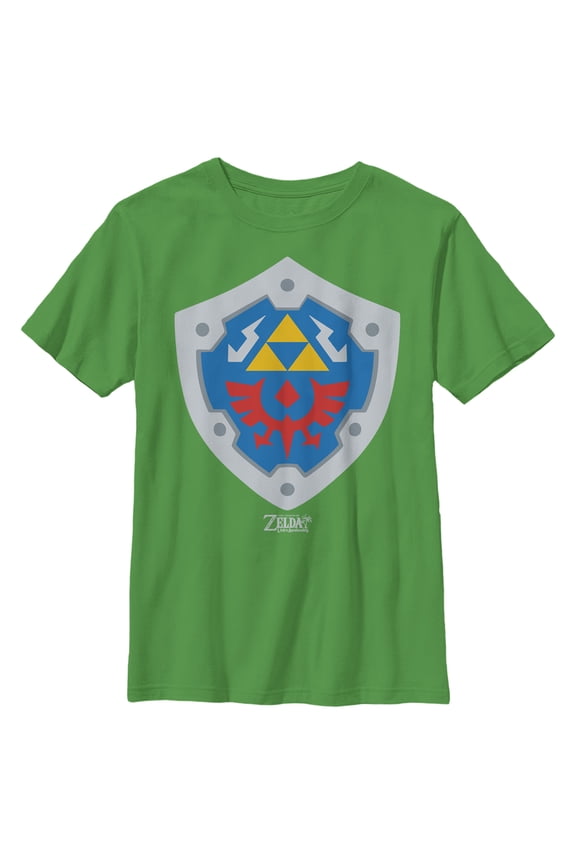Boy's Nintendo Legend of Zelda Link's Awakening Hylian Shield Graphic Tee Kelly Green Small
