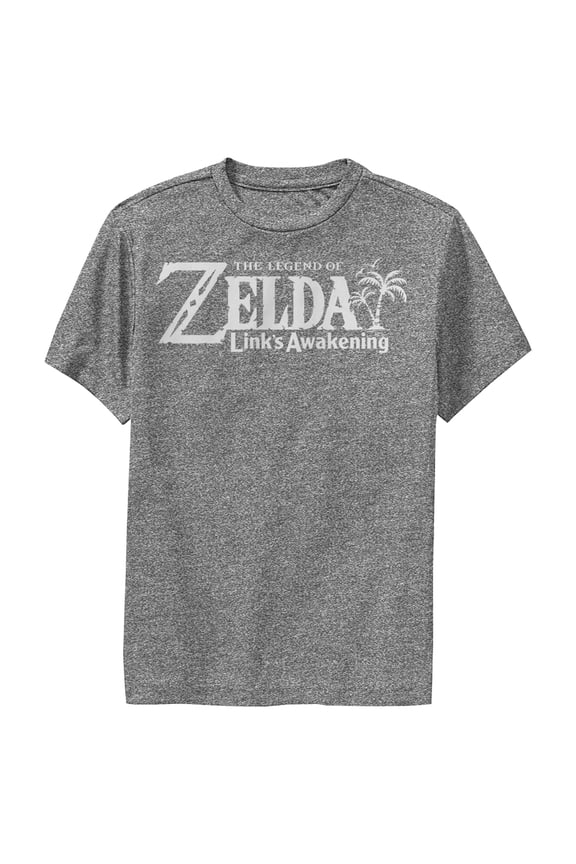 Boy's Nintendo Legend of Zelda Link's Awakening Switch Logo  Performance Graphic Tee Charcoal Heather Small