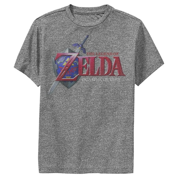 Boy's Nintendo Legend of Zelda Ocarina of Time Performance Graphic Tee Charcoal Heather Small