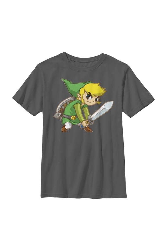 Boy's Nintendo Legend of Zelda Spirit Tracks Link  Graphic Tee Charcoal Large