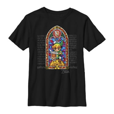 Boy's Nintendo Legend of Zelda Stained Glass  Graphic Tee Black X Small