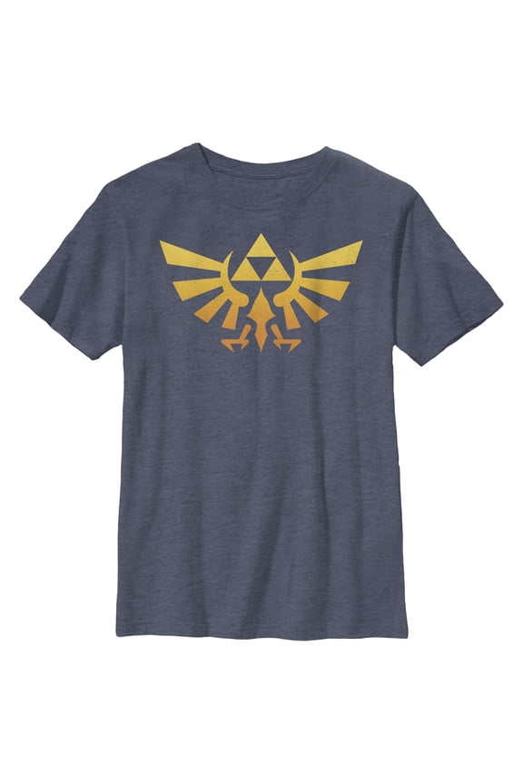 Boy's Nintendo Legend of Zelda Triforce Fade Graphic Tee Navy Blue Heather Large